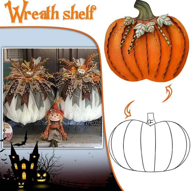 Halloween 3D Pumpkin Wreath,Large Pumpkin Wreath Form Metal Wire
