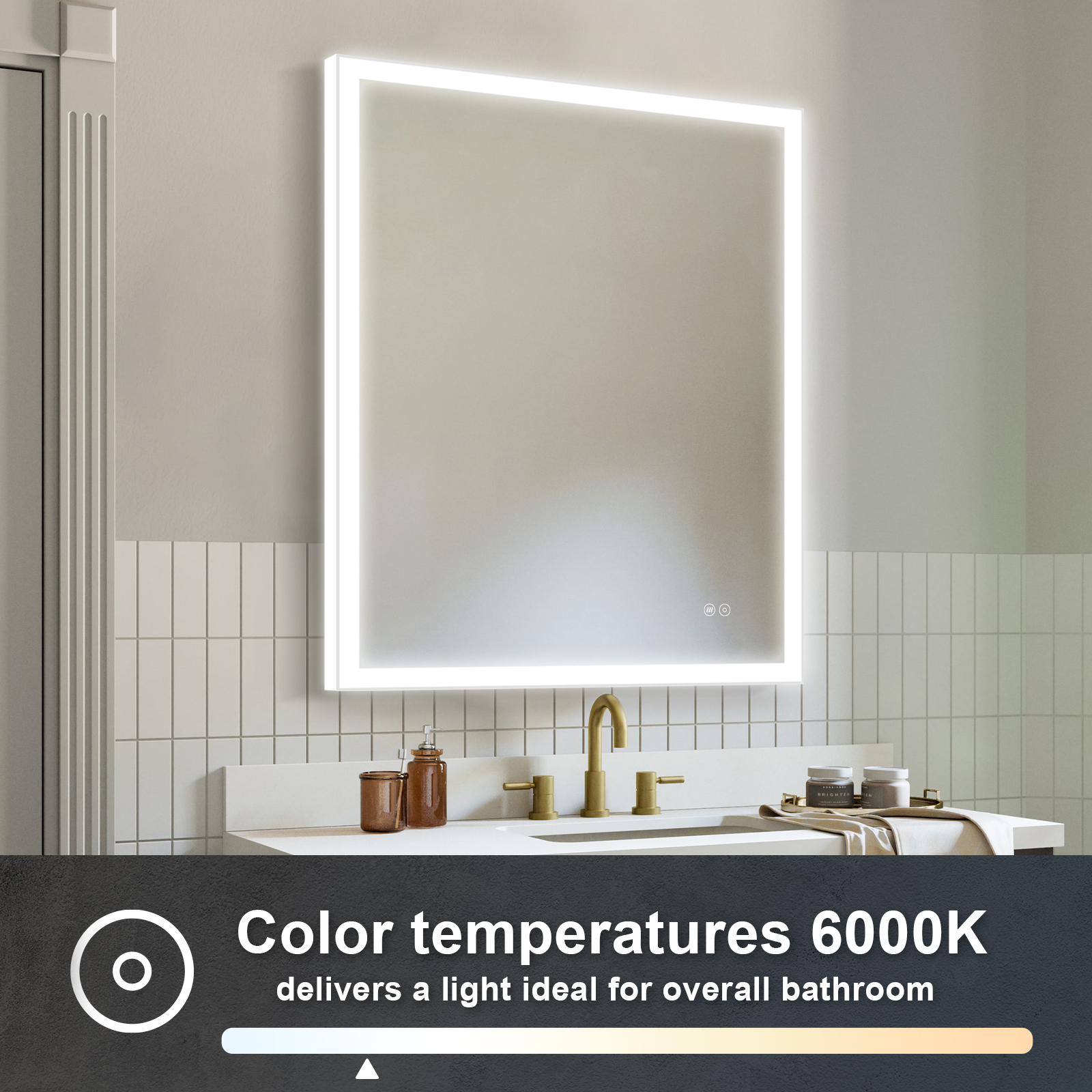 Front-Lighted LED Bathroom Vanity Mirror: 28 x 36 - Rectangular – Mirrors  & Marble