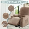 thumbnail image 4 of Rich Velvet Recliner Slipcover - 1 Piece Stretch Cover for Power Lift Chairs with Side Pocket, Soft Thick Furniture Protector Fits Standard/Large Electric Recliners (Taupe), 4 of 11