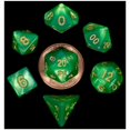 thumbnail image 1 of Metallic Dice Games LIC4155 Mini Grean & Light Green with Gold Numbers Dice Games - Set of 7, 1 of 1