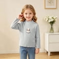 thumbnail image 2 of mgoYE Girls' Lettuce Trim Ribbed Shirts Cotton Blend Long Sleeve Crew Neck Base Layer Slim Fit Trendy Tops(Grey,4-5 Years), 2 of 6