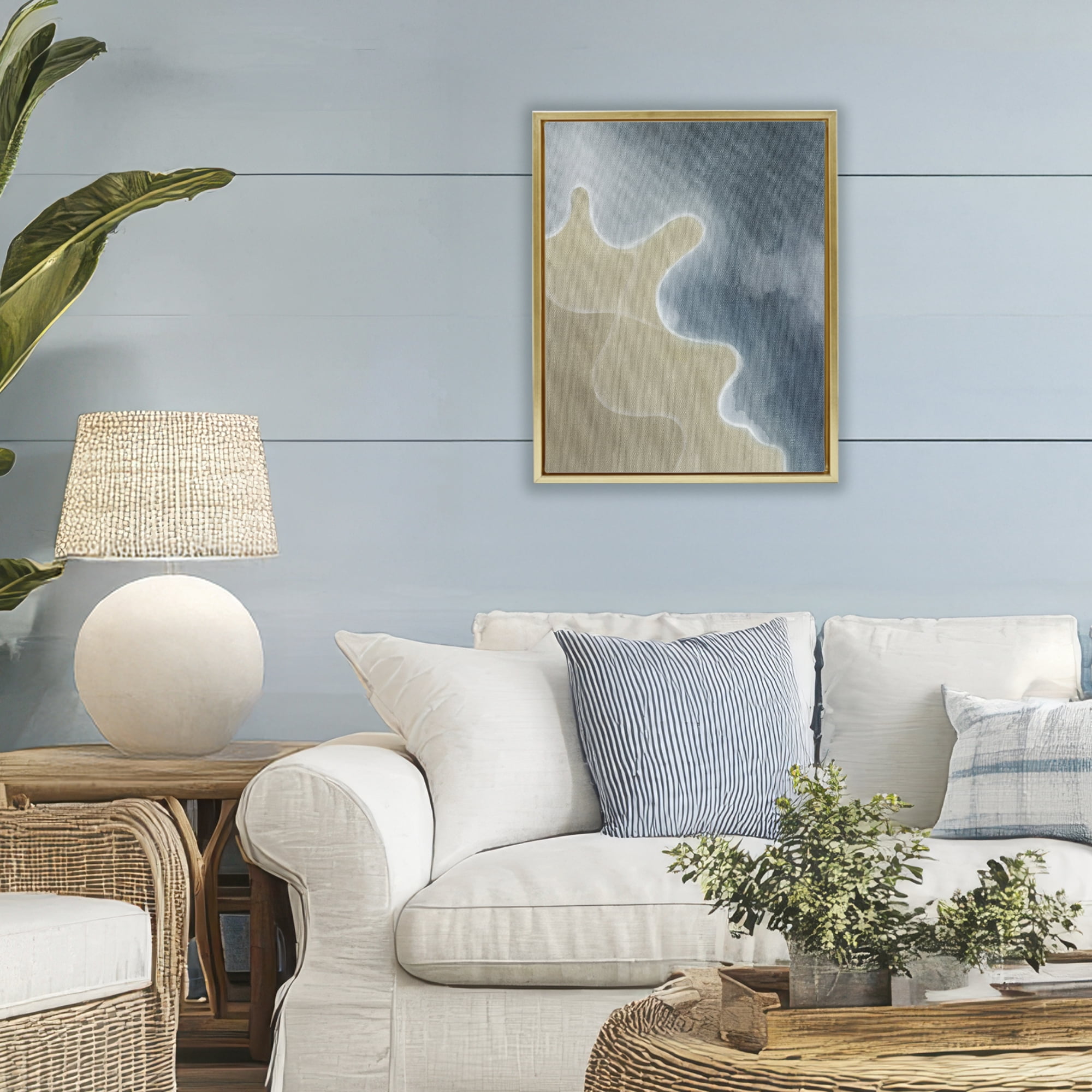 Stupell Industries Turning The Tides Contour Gold Framed Floater Canvas Wall Art, design by Grace Popp