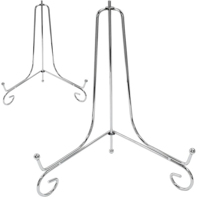 Cionyce 2 Pack Silver Plate Stands for Display 8 Inch, Photo Holder Stand for Picture Frame, Decorative Plates, Book, Photo, Collectibles
