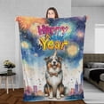 thumbnail image 3 of Happy New Year with Miniature American Shepherd Fireworks Holiday Xmas Winter 2025 Cozy Fleece Blanket MAS Dog Lover Gifts Warm Soft Throw Blanket - 00025, 3 of 5