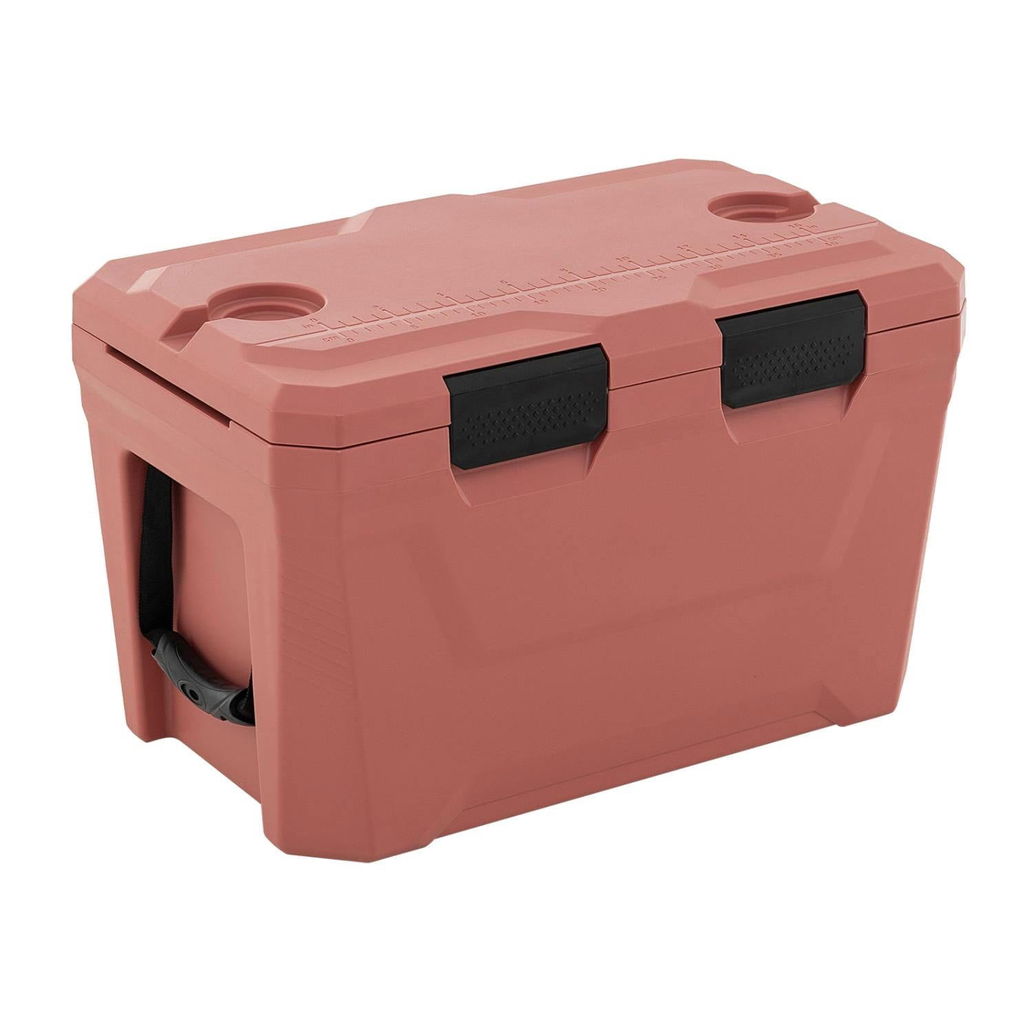 Resenkos Portable Insulated Hard Shell Ice Chest with Cup Holders Bottle Opener and Drain Plug, Waterproof Outdoor Cooler for Beach and Travel, Pink