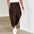 thumbnail image 2 of QIYAGBSA Men's Tie Waist Harem Pants Relaxed Drop Crotch Tapered Leg Casual Trousers with Side Pockets Streetwear Style (Brown, 3XL), 2 of 7