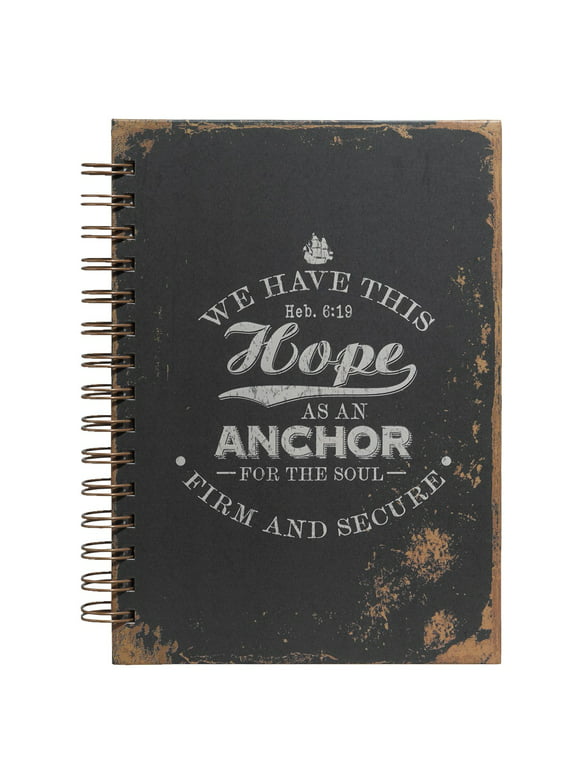 Hardcover Journal Hope As An Anchor Hebrews 6:19 Bible Verse Vintage Inspirational Wire Bound Notebook w/192 Lined Pages, Large