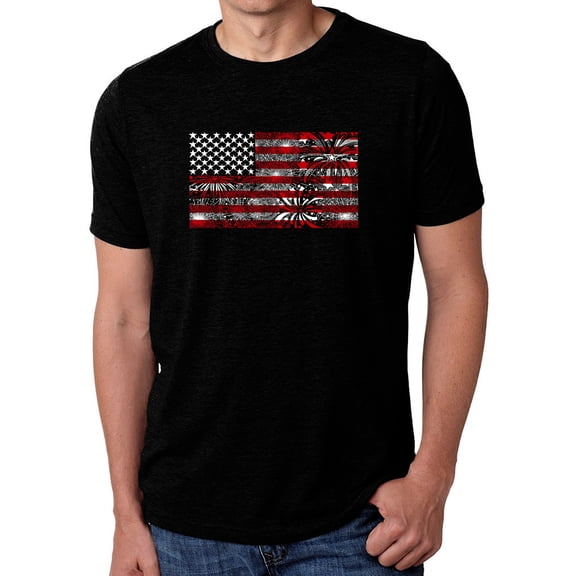 Men's Premium Blend Word Art T-shirt - Fireworks American Flag