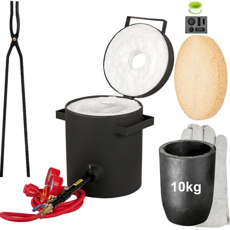 VEVOR Propane Melting Furnace, 2462°F, 10 kg Metal Foundry Furnace Kit with Graphite Crucible and Tongs, Casting Melting Smelting Refining Precious Metals Like Gold Silver Aluminum Copper Brass Bronze
