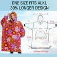 thumbnail image 4 of Oversized Wearable Blanket Hoodie,Red Daisy Flower Retro Pattern Sherpa Blanket Hoodie with Super Pockets,Super Warm Fuzzy Pullover for Women & Men, 4 of 6
