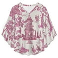 thumbnail image 4 of Zen Garden Pink Women's V-Neck Blouse With 3/4 Ruffled Bell Sleeves Casual Top Ladies Blouses, 4 of 7