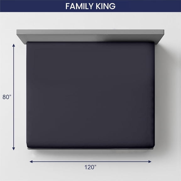 SGI Bedding 120"W × 80"L 1Pc Family King Fitted Sheet Only  Egyptian Cotton - 600 TC Fits 18" Deep Pocket - Soft Breathable Luxury Oversized Sheets, for Extra Large Beds - Dark Gray