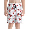 thumbnail image 2 of Cauagu Cartoon Lobsters Print Swim Trunks for Men,Youth Boys Swim Shorts Compression Liner Beach Shorts Boys' Swimming Shorts 7-20 Years Bathing Suit-Small, 2 of 7