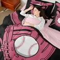 thumbnail image 4 of Castle Fairy Boys Girls Teens Gamer Baseball 7 Pieces Bedding Comforter Set,Sport Theme Full Bedding Set Lightweight,Black Pink Fitted Sheet Flat Sheet,Super Cozy Room Decor, 4 of 8