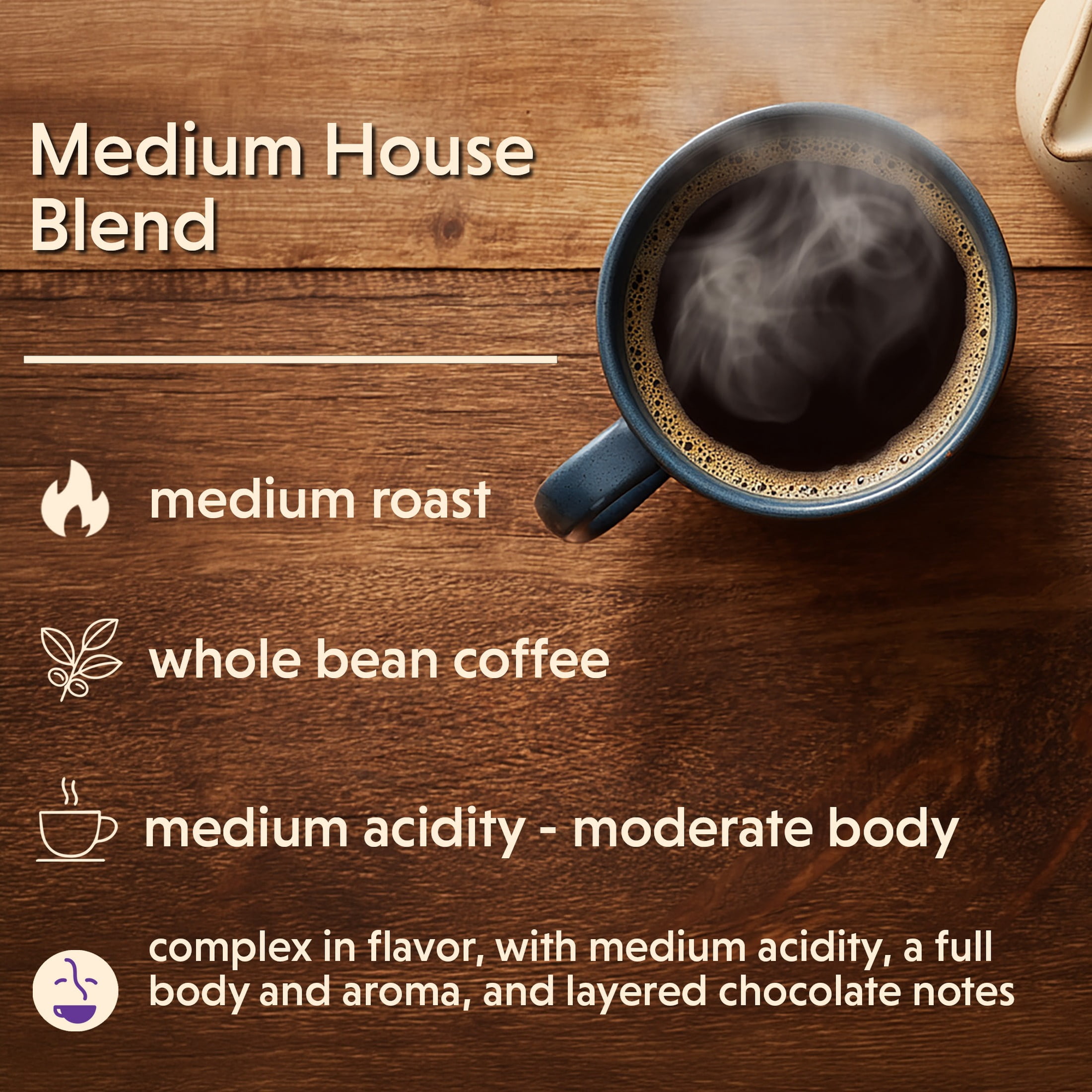 Coffee Bean Direct Medium House Blend, Whole Bean Coffee, 5 lb Bag