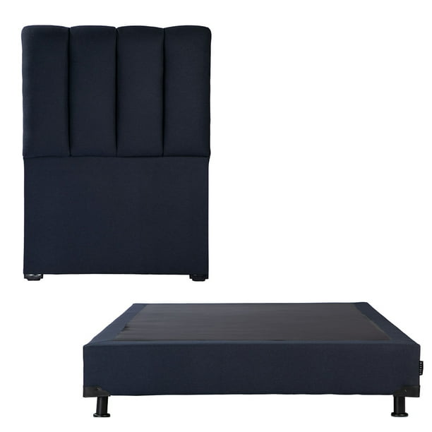 Box Base Cama Individual + Cabecera Kami Azul Marino