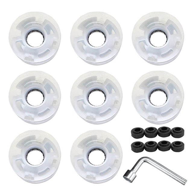 Yeacher 8pcs Skateboard Wheels LED Light Up Replacement Wheels Longboard Wheel Set 78A PU Cushion Wheel for Long Board Double Row Skating and Skateboard Accessories