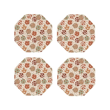 

Fuzoiu Rustic Christmas Ornaments Print Leather Coasters Set Drink Coasters Set of 4 for Tabletop Protection Durable PVC Coasters Home Décor and Housewarming Gift-Octagon