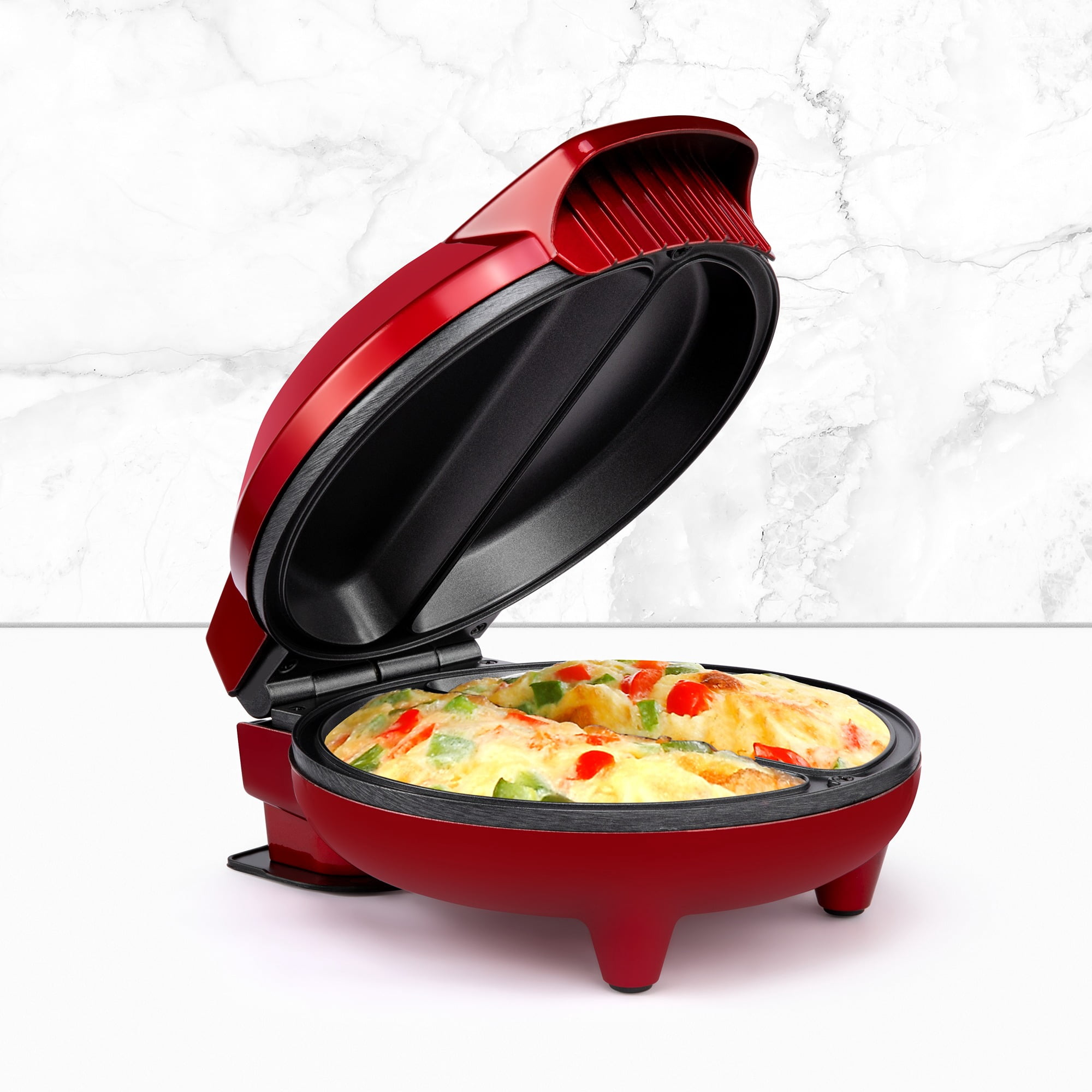 Holstein Housewares 2-Section Stainless Steel Omelet Maker, Red 760W