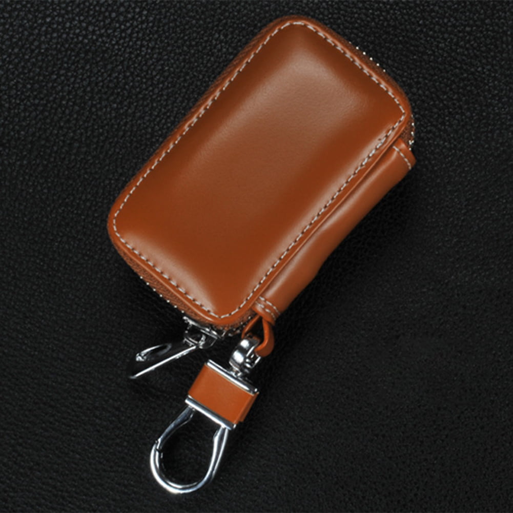 Portable Solid Protective Coin Purse Zipper Leather Case Key Cover Car Key Bag 