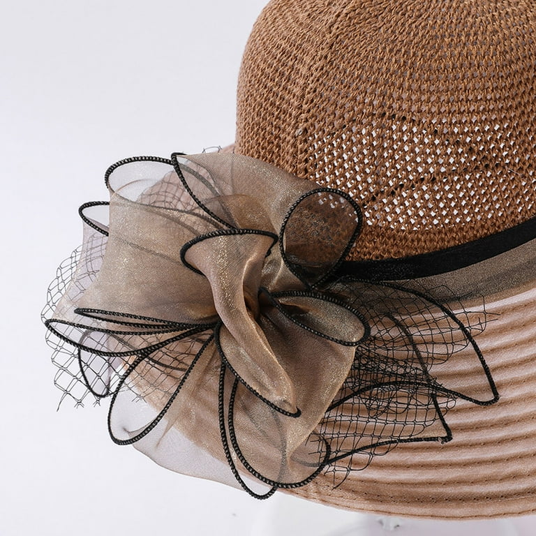 Travelwant Fashion Flower Lace Ribbon Wide Brim Caps Summer Beach
