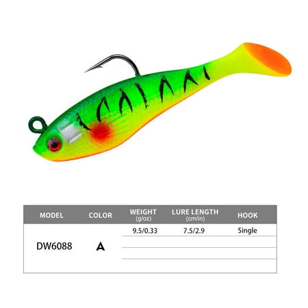 Fishing Lures Fishing Gear Fishing Tackle Fishing Accessories 7.5Cm/9.5G Soft Fishing Lure Swim Tail Jigging Wobbler Swimbait Bass Pike Tackle Color A