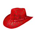 thumbnail image 3 of Sombrero de vaquero navideño, informal, ligero, de ala ancha, para fiesta Copos de nieve verdes, 3 of 9