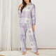 thumbnail image 2 of Balery Floral Purple Buffalo Plaid Conjunto de Pijama con Estampado para Mujer, Conjunto de Dos Piezas con Manga Larga, Ropa de Dormir Suave con Bolsillos, Pijamas Cómodos-Medium, 2 of 7
