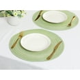thumbnail image 5 of REGALWOVEN Farmhouse Placemats Set of 6 Woven Placemats for Dining Table Decor Indoor Outdoor Washable Kitchen Table Mat Wipe Clean Green 15x15in, 5 of 6