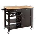 thumbnail image 2 of Costway 4-Tier Wood Kitchen Island Trolley Cart Storage Cabinet w/ Wine Rack & Drawer, 2 of 9