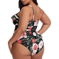 thumbnail image 5 of Trajes de baño de talle alto para mujer de talla grande Bikini Floral Peplum Tankini Tops Control de barriga Traje de baño de 2 piezas Xemadio HMHZ259-6, 5 of 5