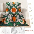 thumbnail image 5 of Green Burnt Orange Blanket Soft Cozy Warm Throw Blanket for Couch, Plush Fuzzy Flannel Fleece Blankets for Sofa, Boho Ethnic Flower Abstract Bed Blankets Lightweight Gifts for Women, 40"x60", 5 of 9