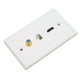 thumbnail image 3 of Placa de Pared Coaxial Ethernet Conector RJ45 Cat6 Cabezal TV F Interfaz Multimedia HD Placa de Pared Ethernet de 3 Puertos sin Soldadura para Proyector HDTV, 3 of 8