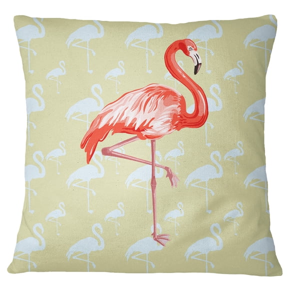 S4Sassy Flamingo Printed Yellow Pillow Case Decorative Throw Cushion Cover - Choose Size