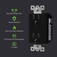 thumbnail image 2 of TOPGREENER Surge Protector Receptacle with Grounding Indicator, Child Safe, Tamper-Resistant, Self-Grounding, 900 Joules, 2-Pole, 15A 125V, UL Listed, TGTRSS215R-BK, Black, 2 of 5