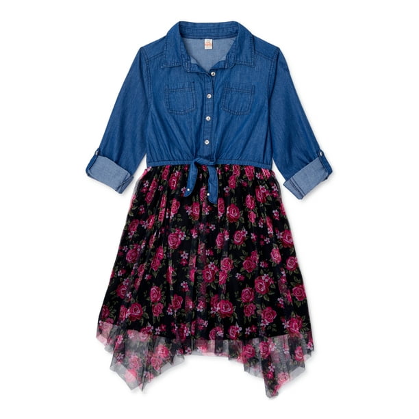 Sweet Butterfly Sweet Butterfly Girls Long Sleeve Denim and Tulle