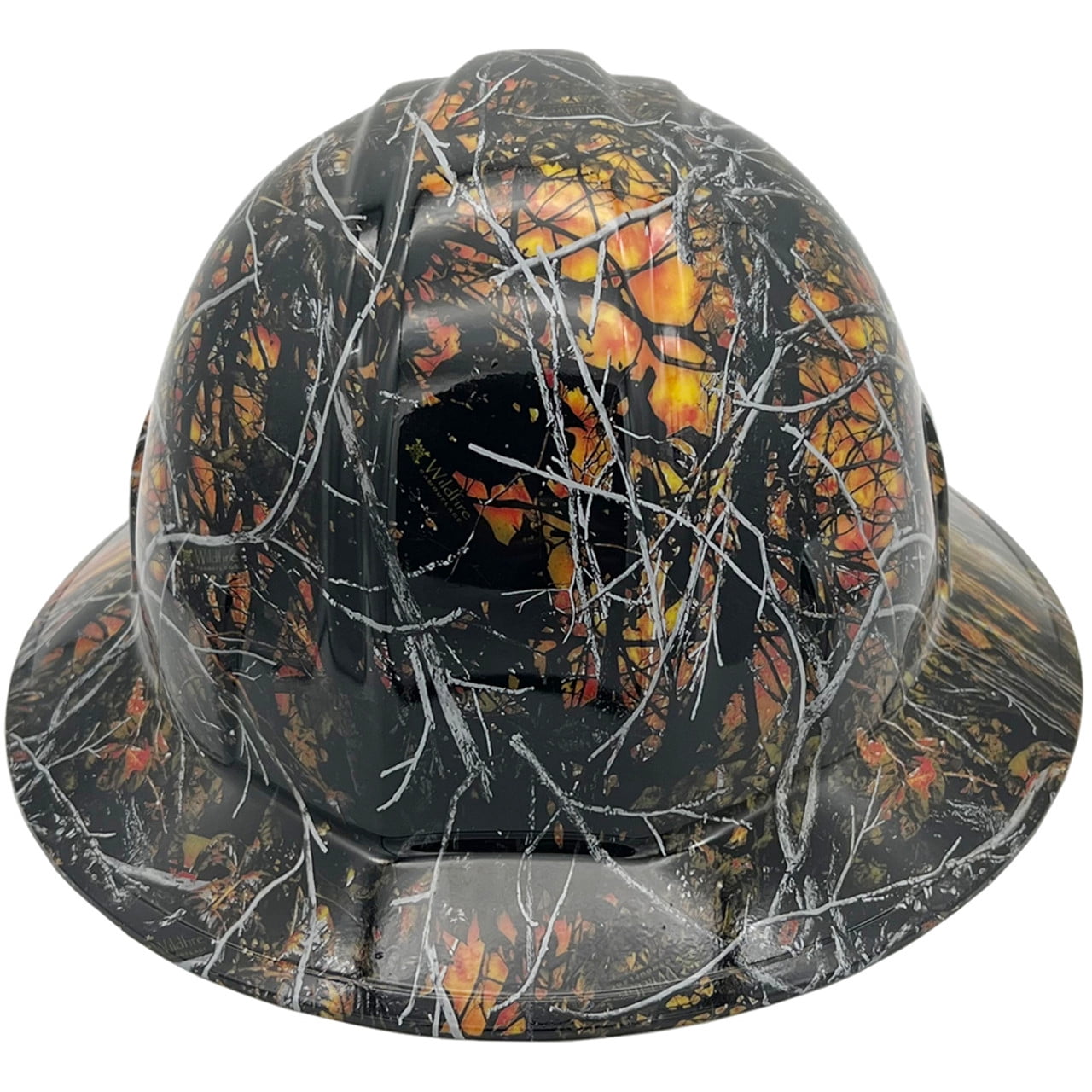 Wildfire Camo Hydro Dipped Hard Hats Full Brim Style