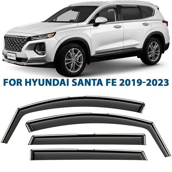 CLIM ART In-Channel Incredibly Durable Rain Guards for Hyundai Santa Fe 2019-2023, Original Window Deflectors, Vent Window Visors, Vent Deflector, 4 pcs. - 619367