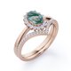 thumbnail image 4 of JeenMata Anillo de Bodas Halo Ágata Verde Musgo Transparente con Bandas y Moissanita 1,5 ct Huevo: Conjunto Pavé V: Baño Oro Rosa 18 K sobre Plata, 4 of 6