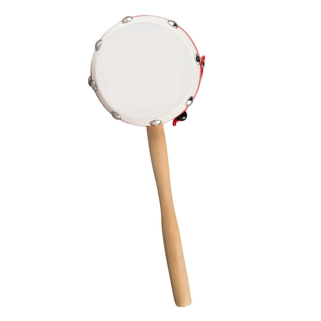 Tambor sonajero,Tambor De Campana De Mano Bebé Musical Educativo,Instrumento de percusión tradicional chino,China Juguetes tranditonales Beige