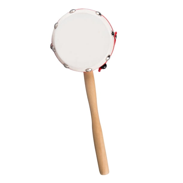 Rattle Drum,Hand Bell Drum Baby Musical Educational,Chinese Traditional Percussion Instrument,China Tranditonal Toys Beige