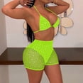 thumbnail image 2 of Elainilye Fashion Women Swimsuits Mesh Sequins Shorts Bikini Push-Up Pad Swimwear Swimsuit Beachwear Set,Green, 2 of 5