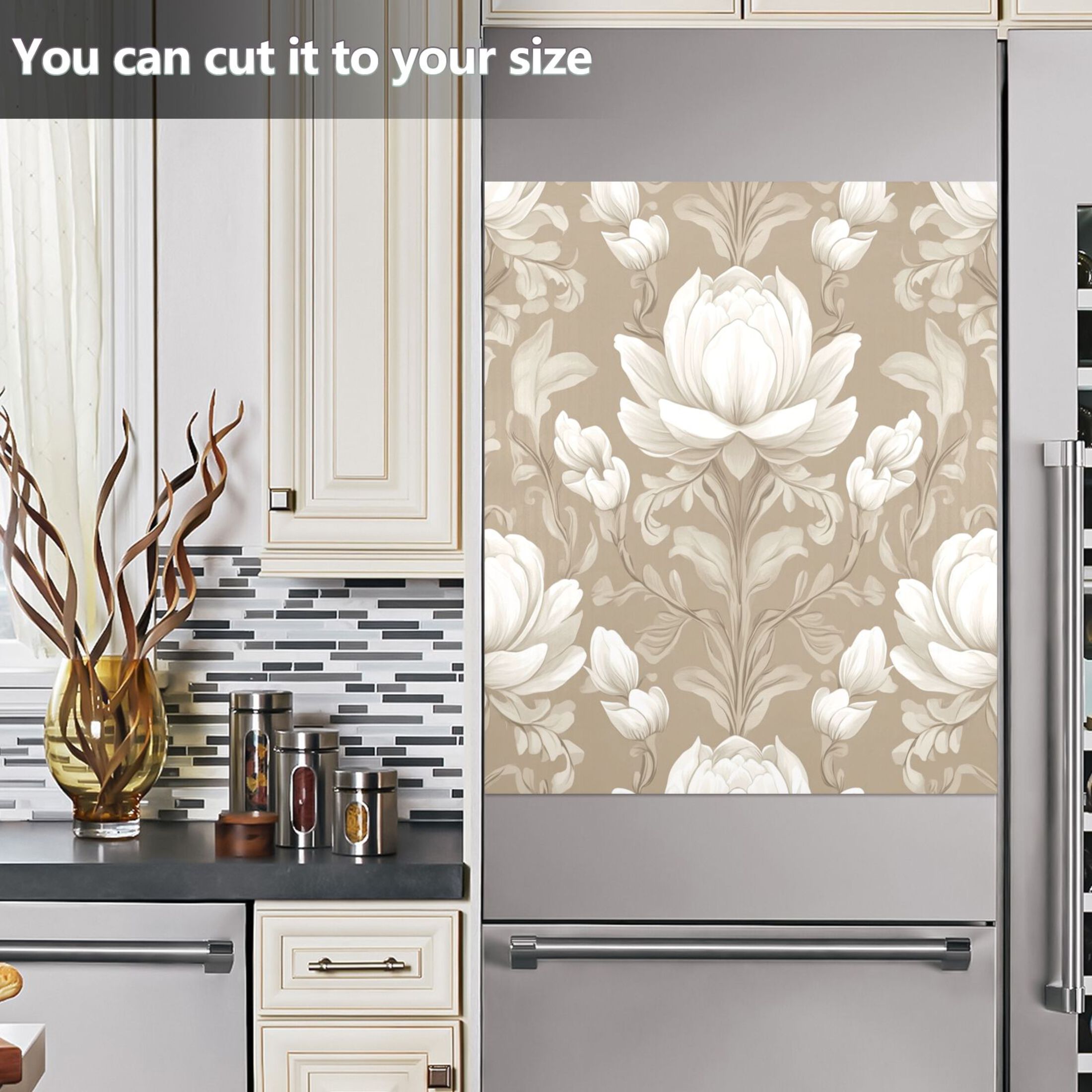 Dishwasher Magnetic Sticker 23x26 Inch Refrigerator Magnetic Sticker Washing Machine Magnetic Sticker Kitchen Panel Magnetic Sticker Home Decor Blooming Brown Flower