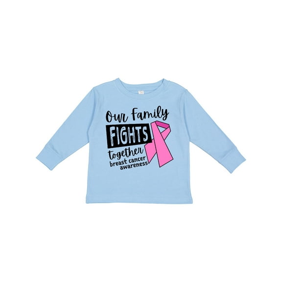 Inktastic Our Family Fights Together Breast Cancer Awareness Boys or Girls Long Sleeve Toddler T-Shirt