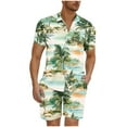 thumbnail image 2 of cllios Men's Hawaiian Outfits 2 Piece Shorts Sets Short Sleeve Button Down Shirt and Shorts Set Beach Tracksuits, 2 of 5