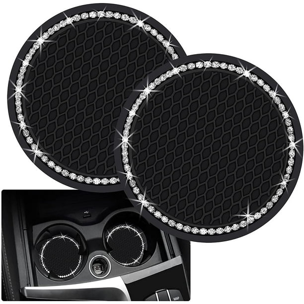 2 posavasos para coche, 2,75 pulgadas, portavasos para coche, posavasos de silicona antideslizante con diamantes de imitación, alfombrilla para vaso de coche, accesorios universales para el interior JAMW Sencillez
