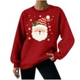 thumbnail image 2 of Sakmal Women Christmas Sweatshirts Red Plus Size Crew Neck Tops Fashion Santa Claus Sweatshirt for Women, 2 of 7