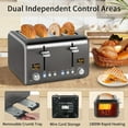 thumbnail image 3 of Toaster 4 Slice, Bagel Stainless Toaster with LCD Timer, 1.4'' Wide Slots, Dual Screen, 1800W,Grey, 3 of 8