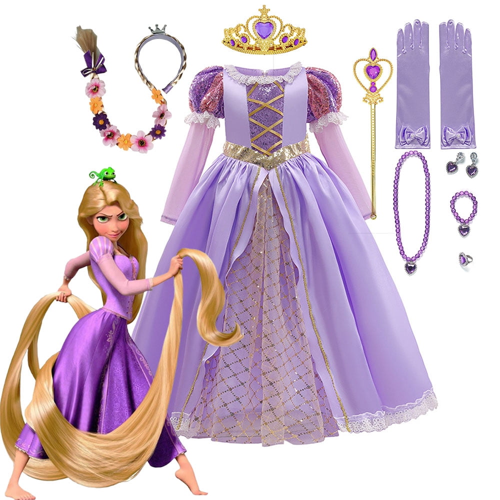 Disfraz De Princesa Rapunzel Para Niñas Para Vestido Fiesta De Cumpleanos Carnaval De Halloween  Jm