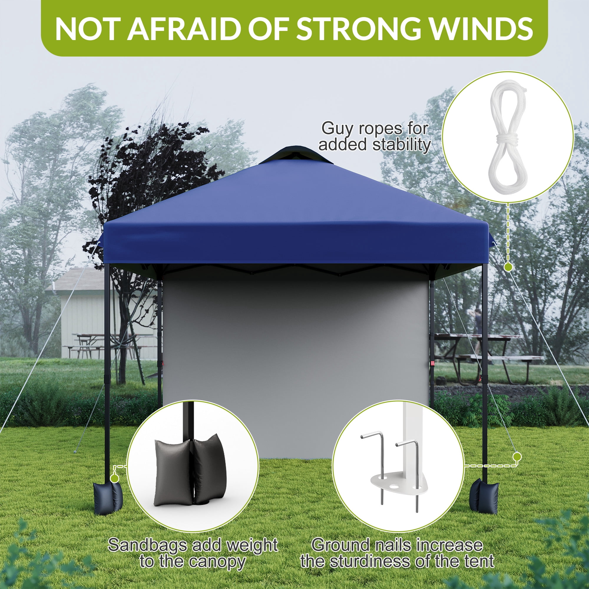10x10 Pop Up Canopy Tent with 1 Removable Sidewall, Heavy Duty Commercial Instant Shelter with One-Person Setup, 100 Sq Ft Shade for Outdoor Events, Camping, Farmers Market